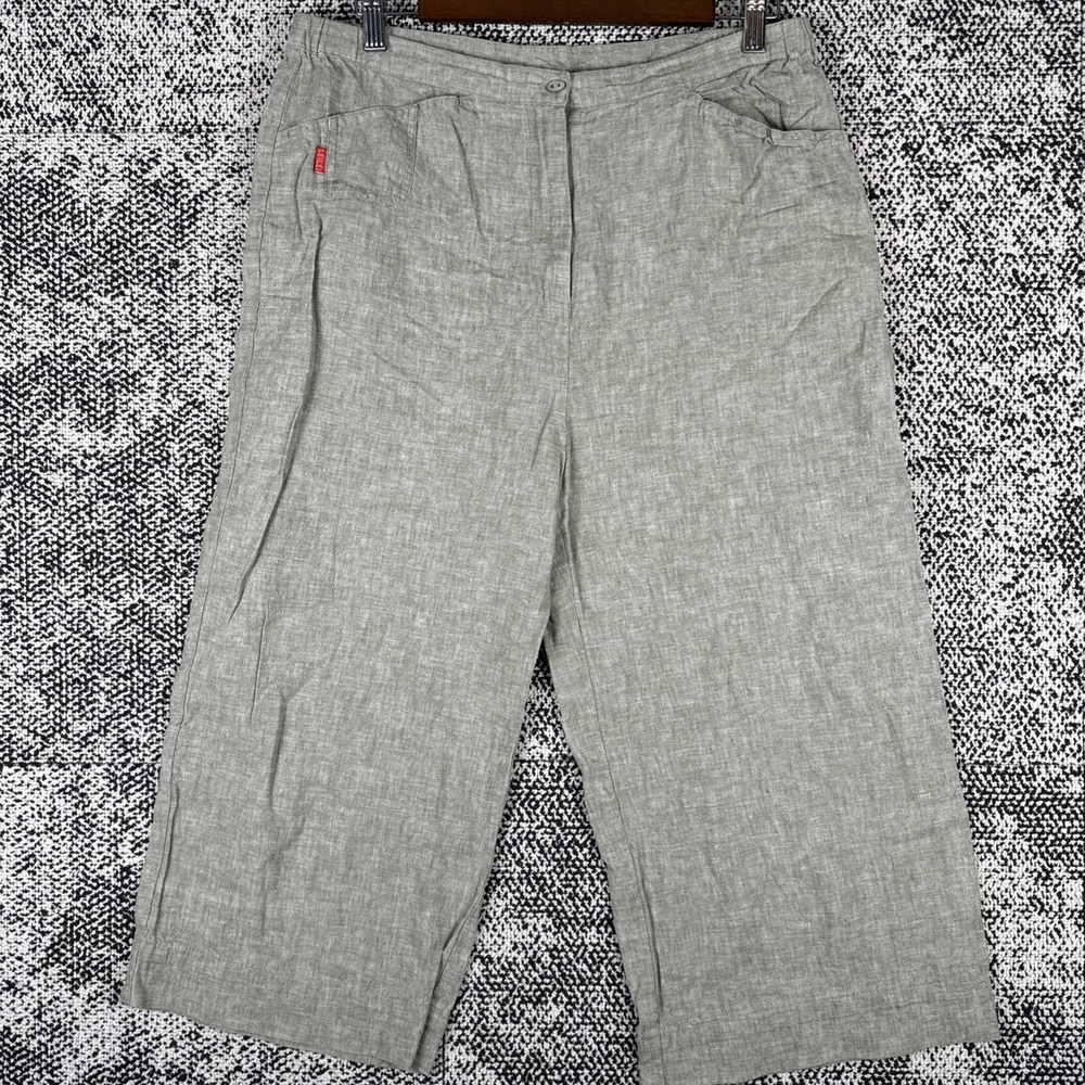 Leilei Collection Linen Blend Wide Leg Cropped Pants‎ Womens Large Beach Boho